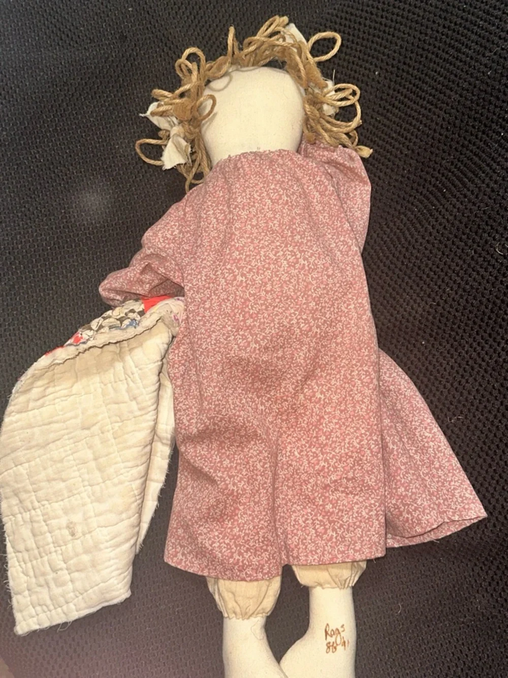 Vintage Handmade Primitive Rag Doll Rustic Folk Art Quilt Country Craft Decor